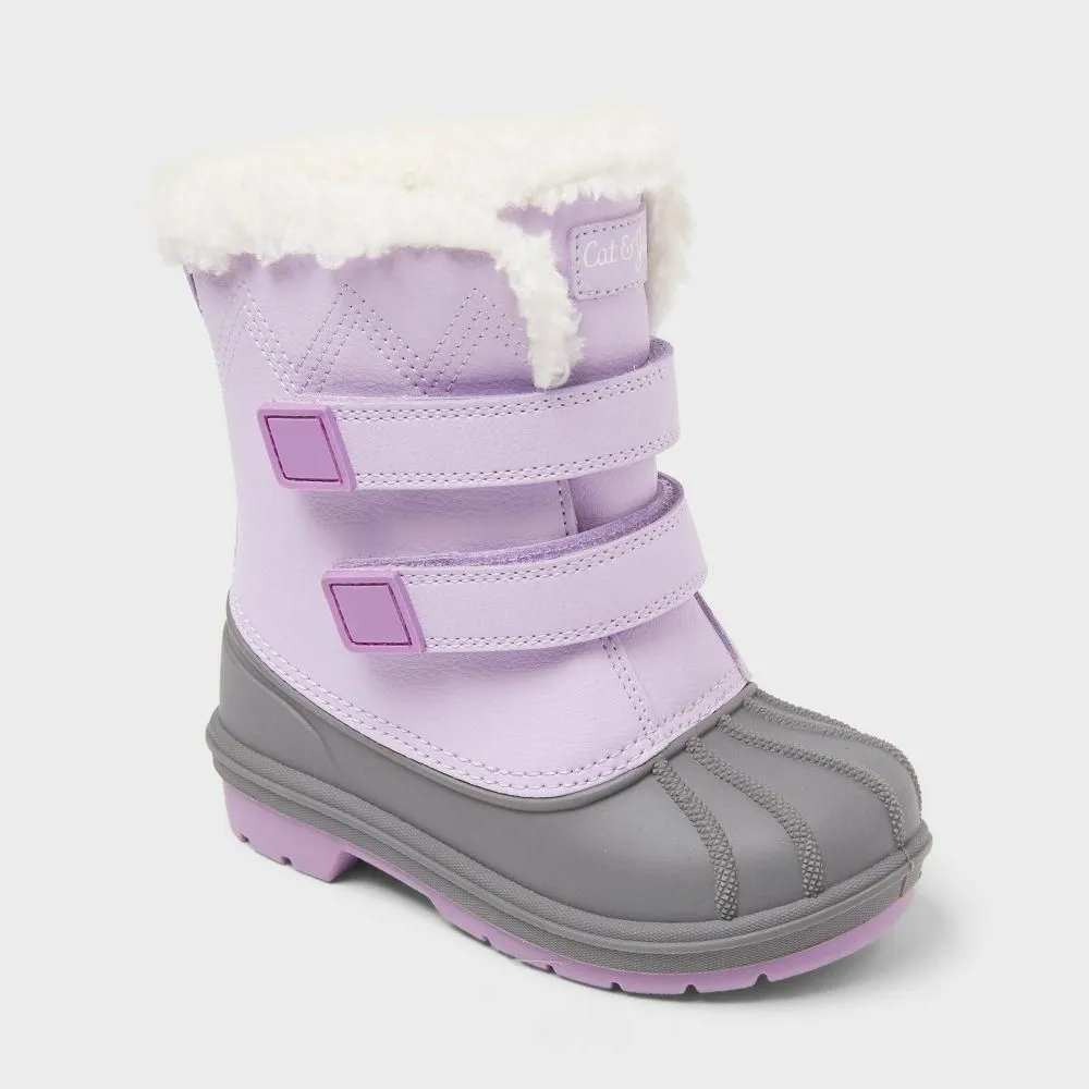 Cat & Jack Baby Girl Denver Waterproof Snow Boots Purple 7 Faux-Fur Lining NEW